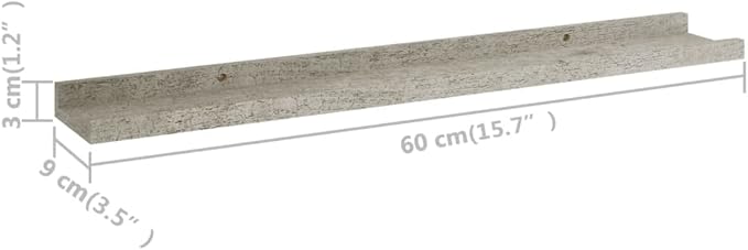 Concrete Gray Wall Shelves Set of 2, 23.6 Inch Floating for Living Room Decor, Industrial MDF Storage Shelves with 11lb Capacity for Books Plants Display