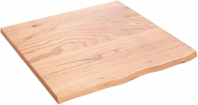 Solid Oak Wall Shelf, 23.6x23.6 inch Square Floating Shelves with Live Edge, Heavy Duty Rustic Wood Display Shelf for Living Room, Bedroom, and Bathroom Decor