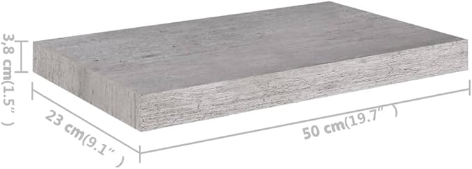 Floating Wall Shelves 2 Pack Concrete Gray Modern Invisible Mounting Display Racks for Living Room Bedroom Office Decor 19.7x9.1 Inches