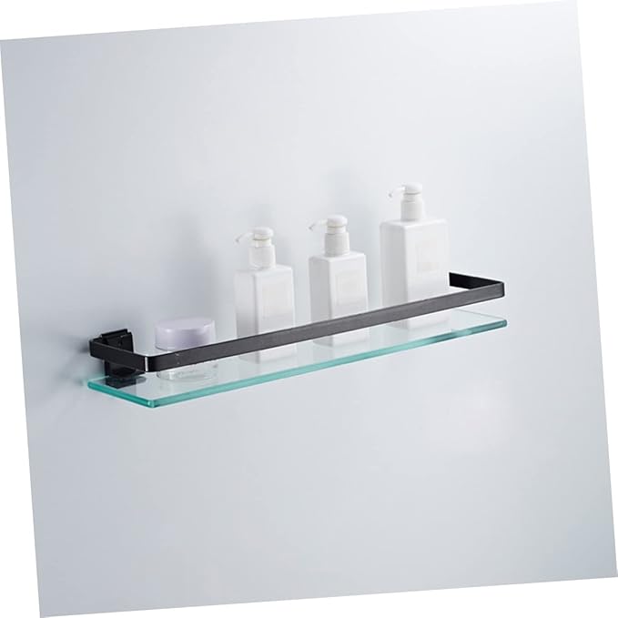 Ciieeo 1pc Tempered Glass Bathroom Shelf Wall Mounted Storage Rack for Toiletries Elegant Design Easy Installation Single
