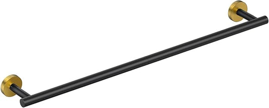 FORIOUS Black and Gold Towel Bar for Bathroom Wall, 24 Inch Stainless Steel Towel Racks for Bathroom, Includes Wall Mounting Hardware (Black and Gold,Total Length 26-Inch)