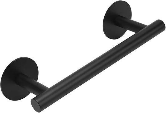 9 Inch 304 SL Matte Black Towel Racks for Bathroom and Kitchen - 3M Adhesive Cabinet Towel Holder, Small Bathroom Decor, Essential Black Bathroom Accessories