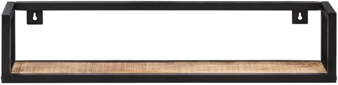 Set of 2 Industrial Floating Wall Shelves, 31.5 Inch Rustic Solid Mango Wood Decorative Shelving for Living Room, Bedroom, and Home Office Organization