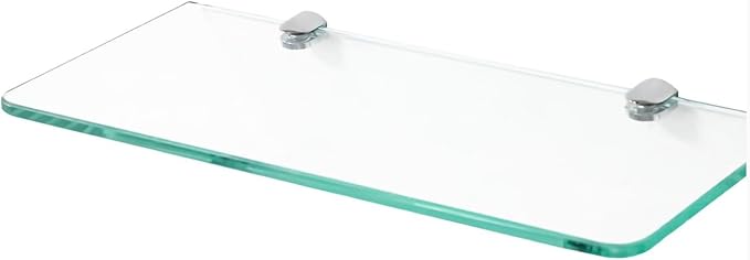 2-Pack Modern Glass Bathroom Shelves – 20” x 5” Wall-Mounted, Chrome-Plated Finish – Tempered Glass Storage Rack for Towels, Toiletries & Décor