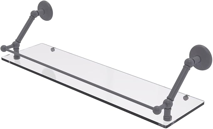 Allied Brass PMC-1-30-GAL-GYM Prestige Monte Carlo 30 Inch Floating Glass Gallery Rail Shelf, Matte Gray