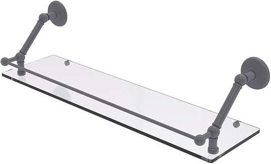 Allied Brass PMC-1-30-GAL-GYM Prestige Monte Carlo 30 Inch Floating Glass Gallery Rail Shelf, Matte Gray