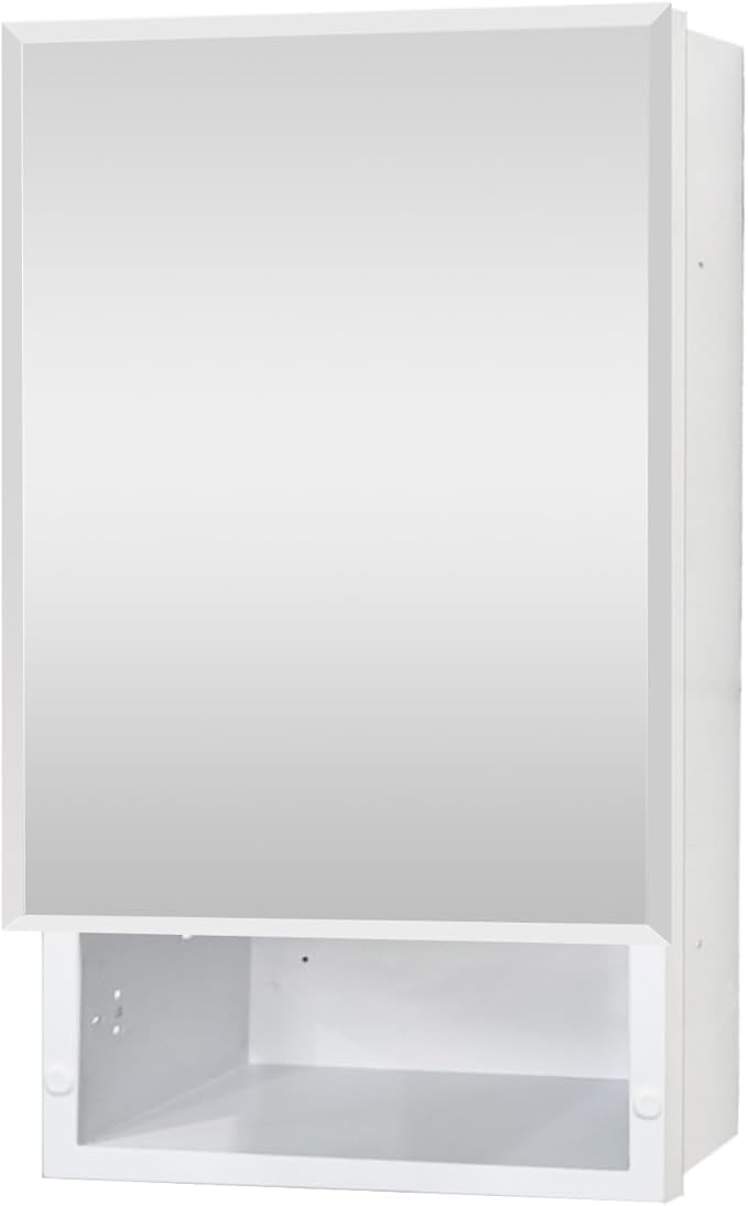 16x26 Bathroom Mirror with Storage, Recessed & Surface Mount Medicine Cabinet, Beveled Edge Bathroom Cabinet with Mirror, Wall Mounted Mirror Cabinet, with Modern Sleek Design