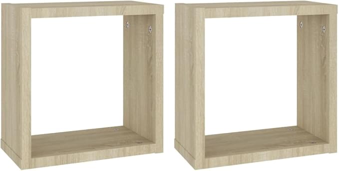 Wall Cube Shelves 2 Pack Sonoma Oak Floating Shelves 11.8x5.9x11.8 Inches for Living Room Bedroom Kitchen Display Storage Organizer Modern Wood Shelving