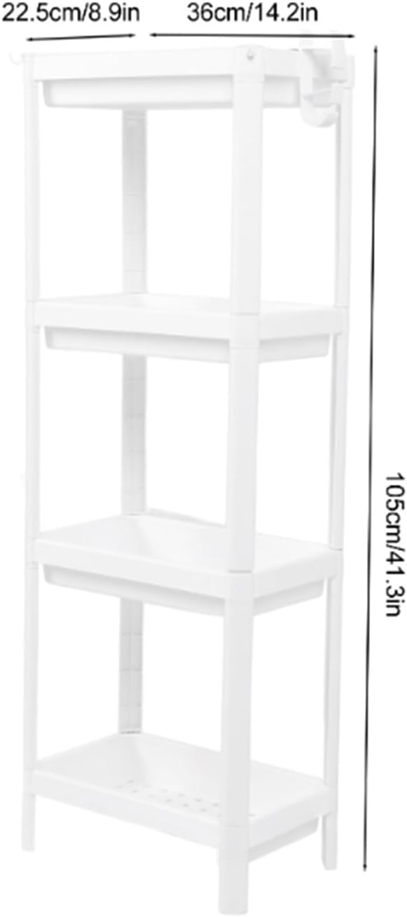 Plastic Bathroom Tower Shelf, Versatile Large Storage Freestanding Bathroom Shelf, Mobile Shelving Corner Storage for Store Books, Files, Clothing(4 layer)