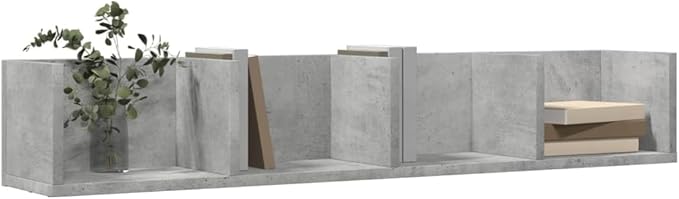 Wall Mounted Floating Shelves Set of 2, Concrete Grey Engineered Wood Storage Cabinets for Living Room, Office, Modern Display Organizer, 39 Inch