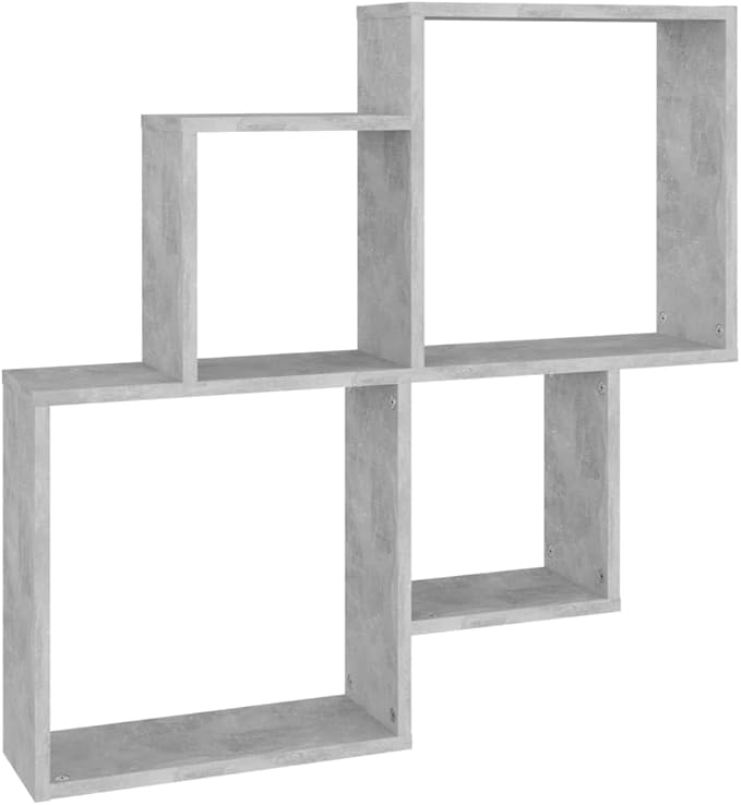 Wall Cube Shelf, Concrete Gray Floating Shelves 31.5x30.9 Inches, Modern Storage Organizer for Living Room Bedroom, Engineered Wood Bookcase with High Weight Capacity