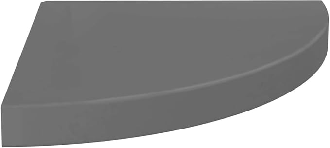 Floating Corner Shelf Wall Mounted 13.8"x13.8"x1.5" High Gloss Gray Honeycomb MDF with Metal Bracket Invisible Mounting System for Bathroom Living Room Bedroom Decor Storage
