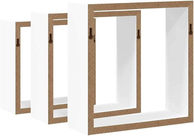Wall Cube Shelf Set of 3, Decorative Square Floating Shelves for Living Room Bedroom, Modern White MDF Display Wall Mount Storage Organizer, Minimalist Home Decor