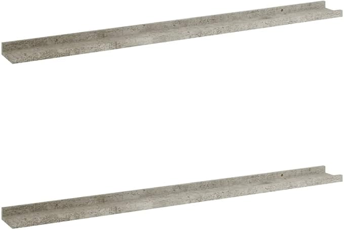 Concrete Gray Wall Shelves 2 Pack 39.4 Inch Industrial Floating for Living Room Bedroom, Heavy Duty MDF Storage Shelves for Books Plants Decor