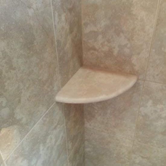Tenedos Premium Quality Durango Cream Filled and Honed Ivory Light Travertine Bathroom Corner Shower Shelf 9'' (Pack of 2)