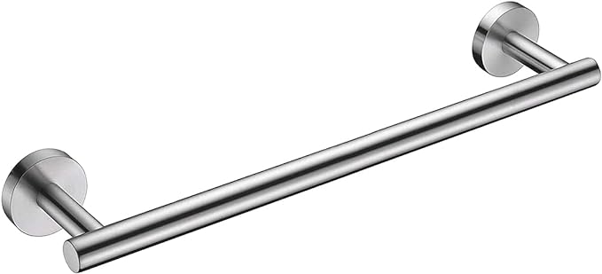 Nolimas Brushed Nickel Bath Towel Bar Single Bars Towel Rack Rod Classic Wall Mounted SUS304 Stainless Steel Bathroom Towel Holder Toilet Kitchen Towel Shelf Single Layer,16 inches