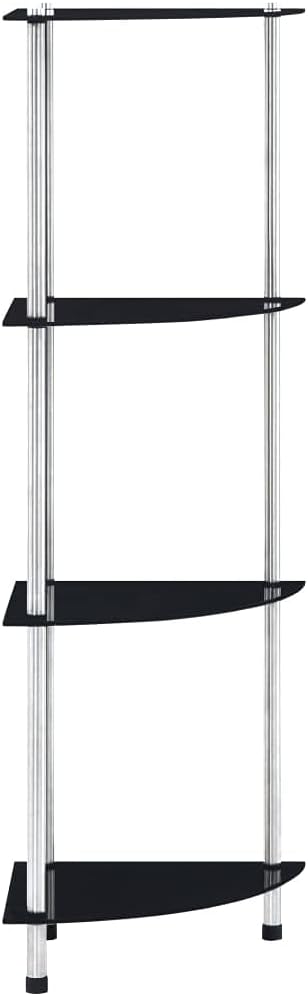vidaXL Shelf Black Tempered glass, Stainless steel 11.8x11.8x39.4 in