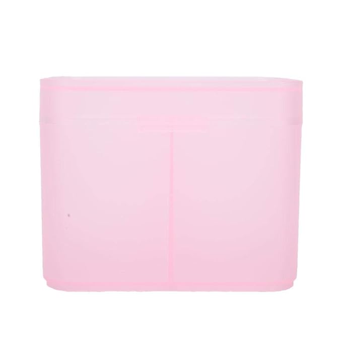 2 Grids Nail Storage Box Nail Polish Remover Pad Storage Box Container Box Plastic Box Transparent Box Makeup Storage Box Safe and Hygienic Suitable for Home Salon(PINK)