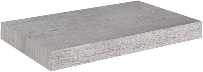 Floating Wall Shelves 2 Pack Concrete Gray Modern Display Rack with Invisible Mounting System for Home Decor, Books, Collectibles 15.7x9.1 Inches