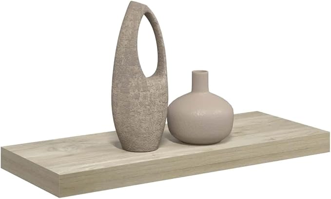 Floating Wall Shelf Oak 23.6"x9.3"x1.5", Modern Honeycomb MDF Display Shelves for Bedroom, Living Room, Bathroom, Invisible Mounting Home Decor Storage Rack