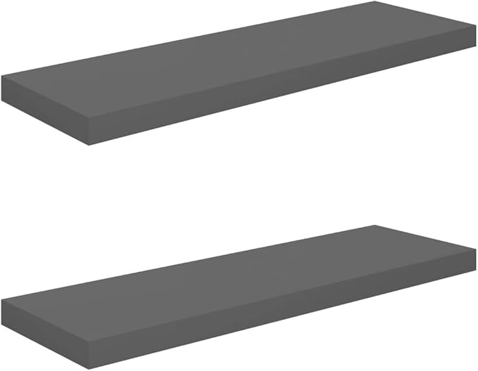 Floating Wall Shelves 2 Pack High Gloss Gray Modern Display Rack for Living Room Bedroom Office, 31.5x9.3x1.5 Inch MDF Honeycomb Structure with Invisible Mounting, Holds 22lb Each
