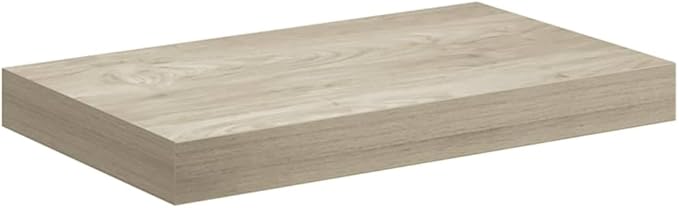 Wall Shelf Set of 2 Floating Shelves for Wall, Oak Finish MDF Decorative Display Ledge for Living Room, Bedroom, Study, 15.7 x 9.1 Inch