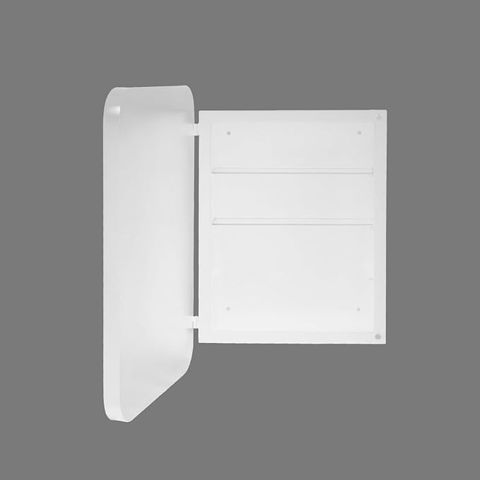 16 x 24 Inch Rounded Rectangle Medicine Cabinet with Mirror and Black Metal Frame for Bathroom, Recessed or Surface Wall Mount Cabinet with 2 Adjustable Glass Shelves, White
