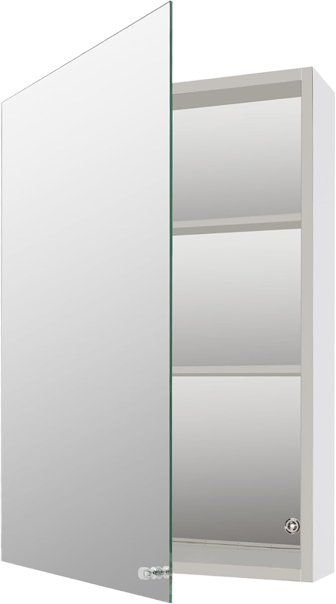 3 Tier Stainless Steel Storage Shelf, Wall Mounted Storage Rack, Bathroom Storage Cabinet with Half Cut Shelves for Home, Office or First Aid, 45 * 12.5 * 65cm