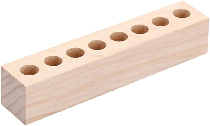 Wood Lipstick Holder, Natural Wood Lipstick Organizer Display Stand Cosmetic Makeup Organizer for Lipstick, Brushes, Bottles, and More - Low