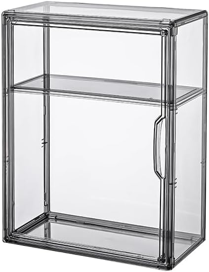 BOHOIDEE 3 Tiers Acrylic Display Case with 2 Division Boards, Acrylic Storage Organizers Box with Magnetic Door, Wall-Mounted Dustproof Showcase for Makeups, Purses, Figure