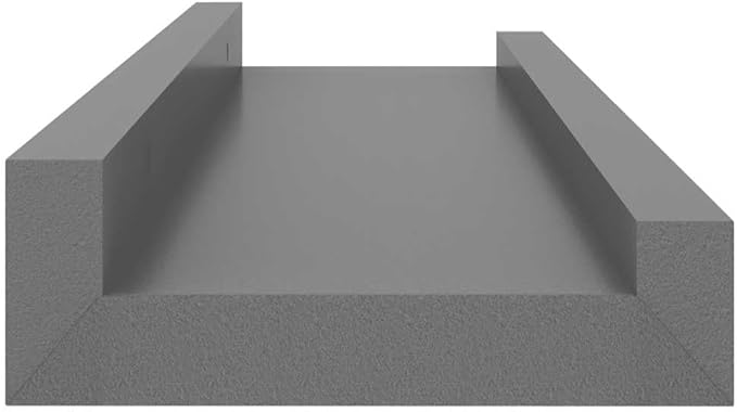 Set of 4 Floating Wall Shelves, Modern Grey MDF Rectangular Shelves for Bedroom, Living Room, Bathroom Decor, 15.7 Inch Display Ledges for Books, Photos, and Plants