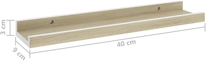 Wall Shelves Set of 4 White and Sonoma Oak Floating Shelves 15.7x3.5x1.2 Inches for Living Room Bedroom Kitchen Decor Storage Display Organizer