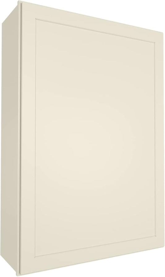 ROOMTEC Wood Wall Cabinet, RTA Single Door Medicine Cabinet with Adjustable Shelves and Soft-Close Door for Kitchen, Bathroom, and Laundry. 12" D*18" W*42" H, Shaker Antique White