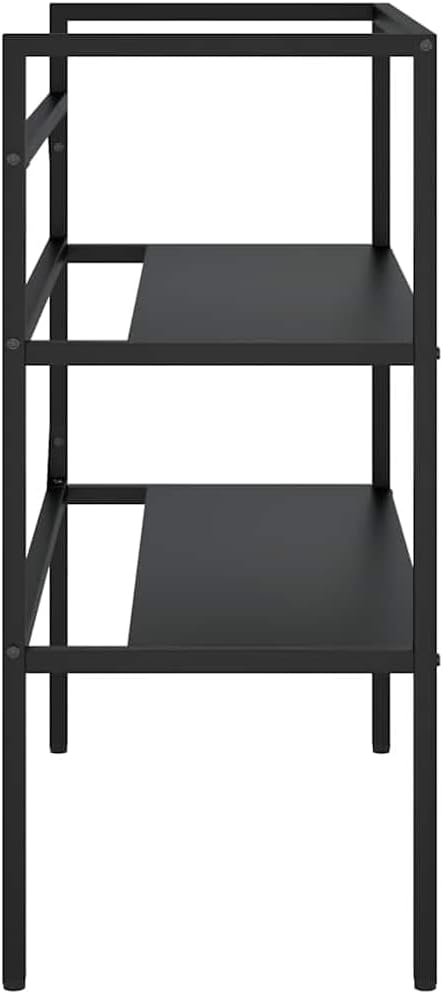 Black Powder-Coated Iron Bathroom Sink Frame with Two Shelves, Modern Bathroom Cabinet for Ample Storage and Easy Maintenance, 31.1 x 15.0 in Dimensions