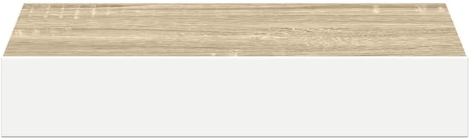 Floating Wall Shelf with Invisible Mount, Modern Oak and White Display Shelf for Living Room, 9.1x9.3 Inches, Holds 11 lbs for Books, Awards, and Decor