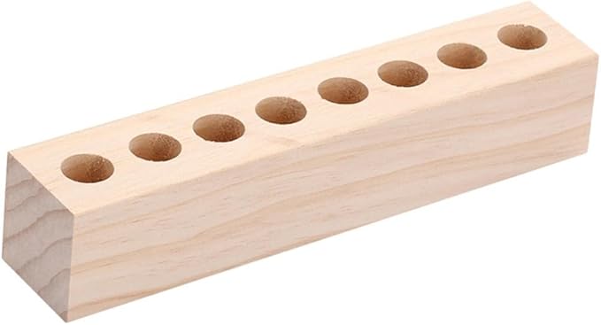 Wood Lipstick Holder, Natural Wood Lipstick Organizer Display Stand Cosmetic Makeup Organizer for Lipstick, Brushes, Bottles, and More - Low