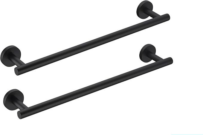 SEIDO Anti-Dropping Towel Bar with 6.7" Usable Lenth, Stainless Steel Towel Rack for Bathroom Wall, Double Locking Design Towel bar for Bathroom, Matte Black, 9 inch, 2pc