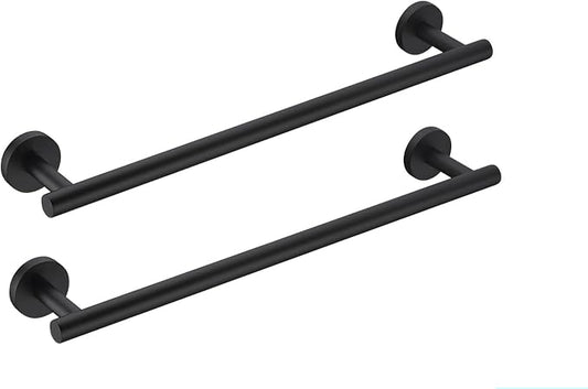 SEIDO Anti-Dropping Towel Bar with 9.6" Hanging Length, Stainless Steel Towel Rack for Bathroom Wall, Double Locking Design Towel bar for Bathroom, Matte Black, 12 inch, 2pc