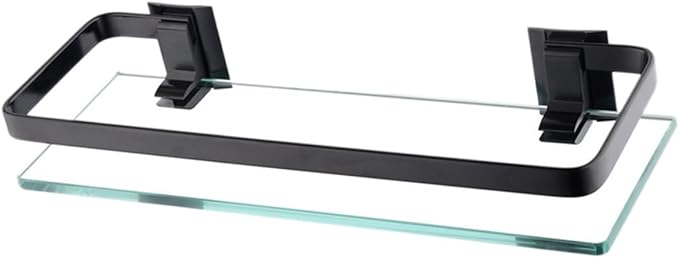 PRETYZOOM Wall-Mounted Storage Rack with Tempered Glass Shelf for Bathroom Stylish Organizer for Toiletries Easy to Install Space-Saving