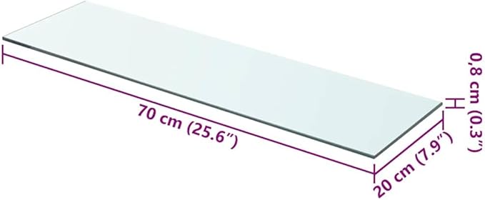 Set of 2 Wall Mounted Glass Shelves, 27.6 x 7.9 Inch Tempered Glass Floating Shelf for Home Office Storage Display, Clear Rectangular Panels