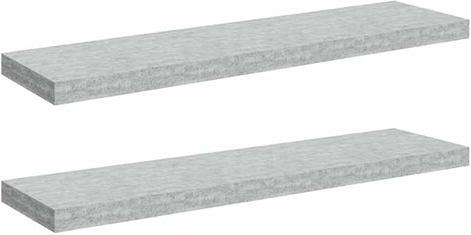 Floating Wall Shelves Set of 2, Invisible Mounting Modern Concrete Gray Display Shelves for Living Room Bedroom, 35.4 Inch Industrial MDF Wood Shelving Unit with Metal Frame, Holds 22lb Each