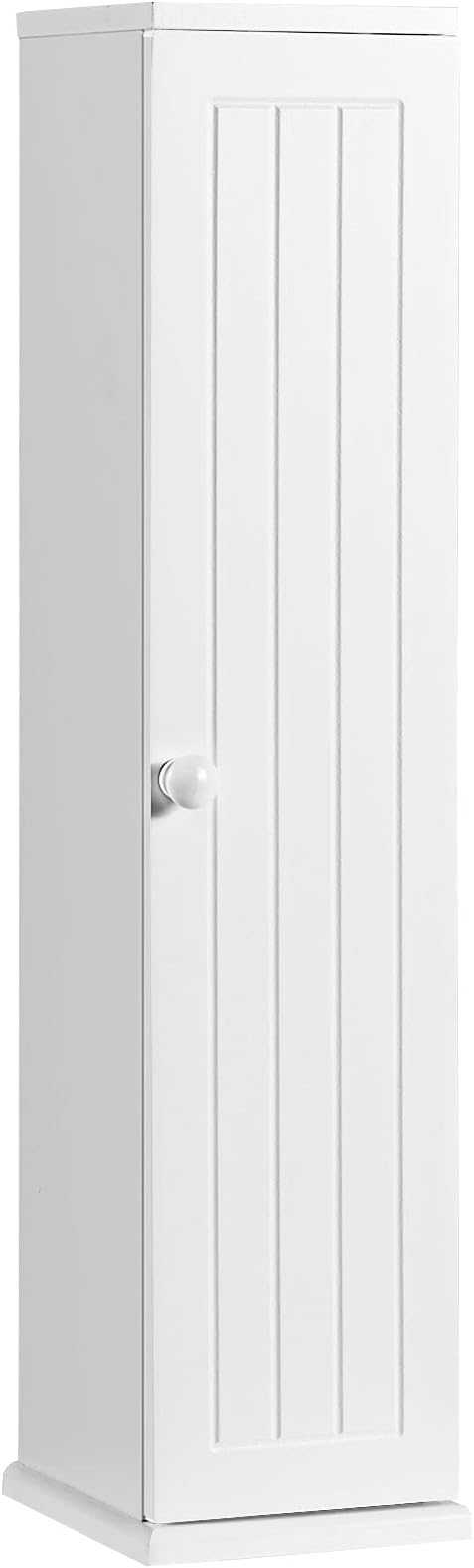 Free Standing Tissue Cabinet, Toilet Paper Holder w/ 3 Detachable Shelves, Hinged Door, Top Slot, 4-Tier Large Capacity & Compact Size, Suitable for Bedroom, Living Room, Bathroom, White