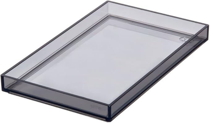 iDesign The Sarah Tanno Collection Catch-AllStorage Tray, Made of Recycled Plastic, Medium, Smoke/Black