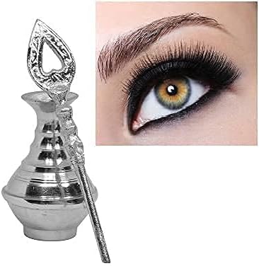 Brass Surmedani Surma Holder Kohl Kajal Applier without Surma (Green)