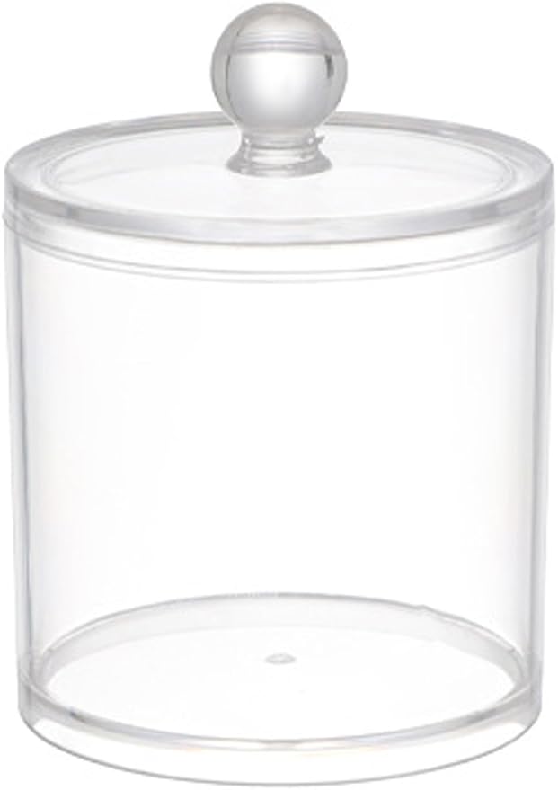 Aynoo 1 Pack Acrylic Qtip Holder Dispenser,Canisters Apothecary Jar Set, Vanity Makeup Storage Organizer Set, 12 oz