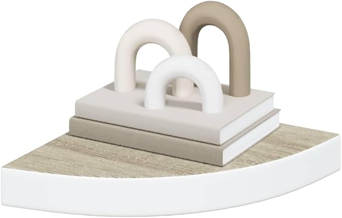 Wall Corner Shelf Set of 4, Floating Shelves for Bedroom Living Room, Modern Oak and White Honeycomb MDF Wood Corner Shelving Unit for Home Decor
