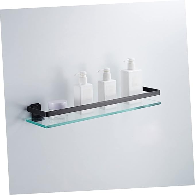 STOBAZA 1Pc Single Wall Mounted Glass Storage Shelf Tempered Glass Multifunctional Organizer for Bathroom Kitchen Living Room