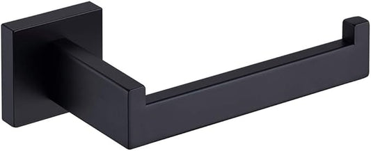 TASTOS Toilet Paper Holder Matte Black, Toilet Tissue Roll Holders Dispenser and Hangers Wall Mounted for Bathroom & Kitchen, Stainless Steel Modern Square Style