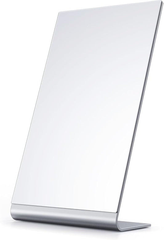 NEZZOE 12"x7" Frameless Flat Makeup Mirror, Free Standing Vanity Mirror for Bathroom Countertop, Desk or Jewelry Display, Perfect for Makeup & Shaving