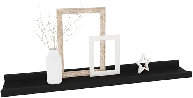 Black Wall Shelves Set of 4, 23.6x3.5x1.2 Inches Floating for Living Room Bedroom Kitchen, MDF Storage for Books Plants Decor, Easy Mount Organizer Shelves with 11lb Capacity Each